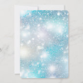 シルバーグリッターパーティーアクアブルー《写真》ぼけ味誕生日 招待状 (裏面)
