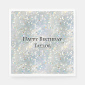 シルバーグリッターパーティーブルーホワイト《写真》ぼけ味誕生日 スタンダードランチョンナプキン (正面)