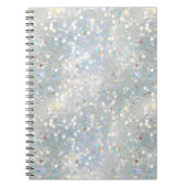 シルバーグリッターパーティーブルーホワイト《写真》ぼけ味誕生日 ノートブック (正面)