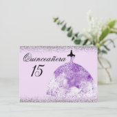 シルバーグリッターパープルガウンキンセアニェラ招待 招待状 (スタンド正面)