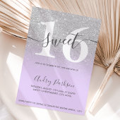 シルバーグリッターパープルグラデーション薄紫ガーリースウィート16 招待状