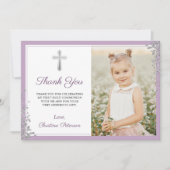 シルバーグリッターパープルコミュニオンサンキューカード サンキューカード (正面)