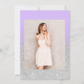 シルバーグリッターパープルラベンダーシックガーリースウィート16 招待状 (裏面)