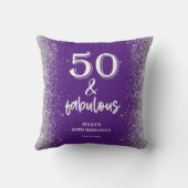 シルバーグリッターパープル50誕生日 クッション (裏面)