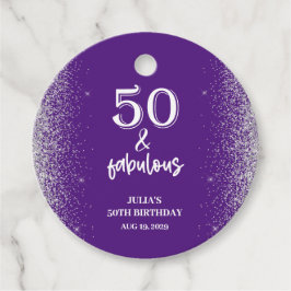 シルバーグリッターパープル50th誕生日パーティー フェイバータグ