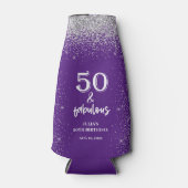 シルバーグリッターパープル50th誕生日パーティー ボトルクーラー (正面)
