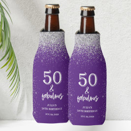 シルバーグリッターパープル50th誕生日パーティー ボトルクーラー