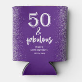 シルバーグリッターパープル50th誕生日パーティー 缶クーラー (正面)