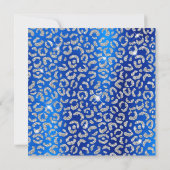 シルバーグリッターヒョウ王室のブルーフォイル誕生日 招待状 (裏面)