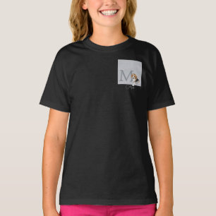 シルバーグリッタービーグルドップロバー名前をカスタムするガールズ Tシャツ