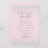 シルバーグリッターピンクガールズ10thバースデーパーティー 招待状 (正面/裏面)