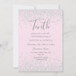 シルバーグリッターピンクガールズ10thバースデーパーティー 招待状