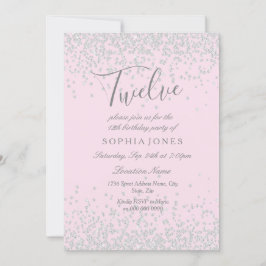 シルバーグリッターピンクガールズ12thバースデーパーティー 招待状