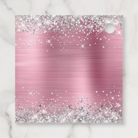 シルバーグリッターピンクフォイル赤ちゃんシャワーありがとう フェイバータグ (裏面)