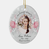 シルバーグリッターピンク花模様写真記念館 セラミックオーナメント (右)