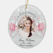 シルバーグリッターピンク花模様写真記念館 セラミックオーナメント (左)