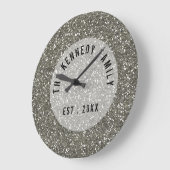 シルバーグリッターファミリー ラージ壁時計 (傾斜)