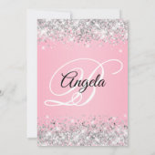 シルバーグリッターファンシーピンクモノグラム50誕生日 招待状 (裏面)