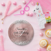 シルバーグリッターフェイクバラゴールドフォイル40th誕生日 ペーパープレート (パーティー)