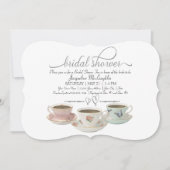 シルバーグリッターフェイクブライダルシャワーティーモダンパーティー 招待状 (正面)