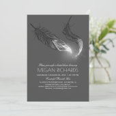 シルバーグリッターフェザーエレガントブライダルシャワー 招待状 (スタンド正面)