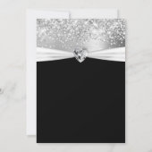 シルバーグリッターフォイルジェムハート50誕生日 招待状 (裏面)