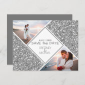 シルバーグリッターフォトコラージュ 案内状 (正面/裏面)