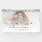 シルバーグリッターフォトスクリプト2024卒業バナー 横断幕 (横)