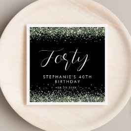 シルバーグリッターフォーティバースデーパーティパーソナライズされたー スタンダードカクテルナプキン