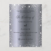 シルバーグリッターフォーマルエレガントな結婚式 インビテーションポストカード (正面)