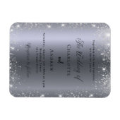 シルバーグリッターフォーマル高級結婚式招待状 マグネット (横)