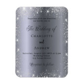 シルバーグリッターフォーマル高級結婚式招待状 マグネット (縦)