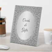 シルバーグリッターフレームカード&ギフトテーブルトップシンボルや象徴 台座サイン (インサイチュ)