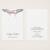 シルバーグリッターフレームピンクの弓イヤリングディスプレイカード (正面&裏面)