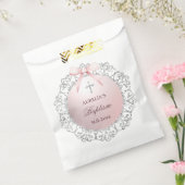 シルバーグリッターフレームピンクボウバプテスマ フェイバーバッグ (封をした状態)