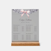 シルバーグリッターフレームピンクボウ価格表 アクリルサイン (正面)