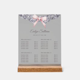 シルバーグリッターフレームピンクボウ価格表 アクリルサイン