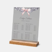 シルバーグリッターフレームピンクボウ価格表 アクリルサイン (傾斜)