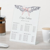 シルバーグリッターフレームピンクボウ価格表 台座サイン (インサイチュ)