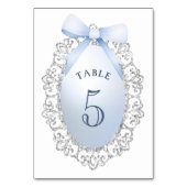 シルバーグリッターフレームブルーボウテーブル番号 テーブルナンバー (正面)