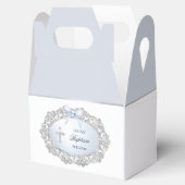 シルバーグリッターフレームブルーボウバプティススモールゲーブル フェイバーボックス (オープン)