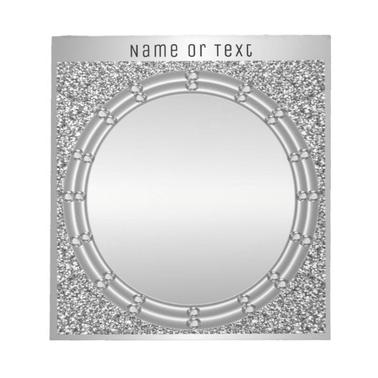 シルバーグリッターフレームメモ帳 ノートパッド (正面)