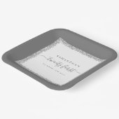 シルバーグリッターフレーム名日付21日 ペーパープレート (傾斜あり)