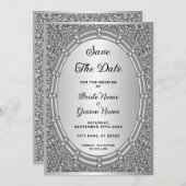 シルバーグリッターフレーム日付の保存 セーブザデート (正面/裏面)