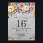 シルバーグリッターフローラサプライズ16th誕生日 招待状<br><div class="desc">シルバーグリッターフローラサプライズ16誕生日の女の子招待状。水彩フローラフラワーシルバーグリッターの背景。ピンク、黄色、オレンジ、紫の花。大人の誕生日。13.15.16.18.21.30.40.50.60.70.80.90.100.任意の年齢さらにカスタマイズするには、「クリックカスタマイズit」ボタンをクリックし、デザインツールを使用してこのテンプレートを変更してください。</div>
