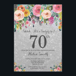 シルバーグリッターフローラサプライズ70th誕生日 招待状<br><div class="desc">シルバーグリッターフローラサプライズ70th誕生日の女性招待状。水彩フローラフラワーシルバーグリッターの背景。ピンク、黄色、オレンジ、紫の花。大人の誕生日。13.15.16.18.21.30.40.50.60.70.80.90.100.任意の年齢さらにカスタマイズするには、「クリックカスタマイズit」ボタンをクリックし、デザインツールを使用してこのテンプレートを変更してください。</div>