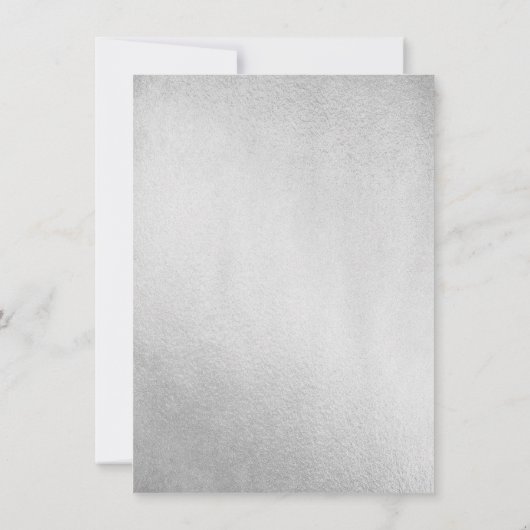 シルバーグリッターフローラパープル結婚式招待状 招待状 (裏面)