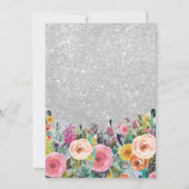 シルバーグリッターフローラ21歳誕生日招待状 招待状 (裏面)