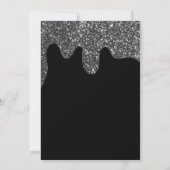 シルバーグリッターブラックガーリーバースデーパーティー 招待状 (裏面)