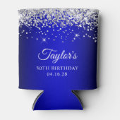 シルバーグリッターブラックグラデーションブルー50誕生日 缶クーラー (正面)